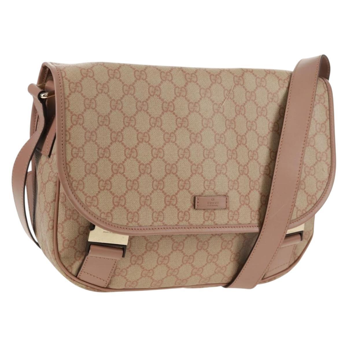 Gucci Gg Supreme Shoulder Bag Pvc Pink Gold 201732 Auth Bs31845